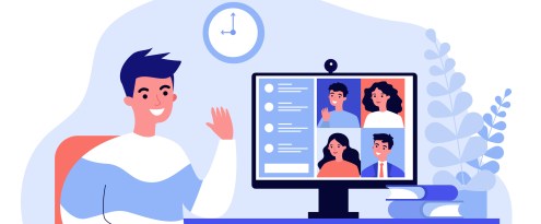 Worker using computer